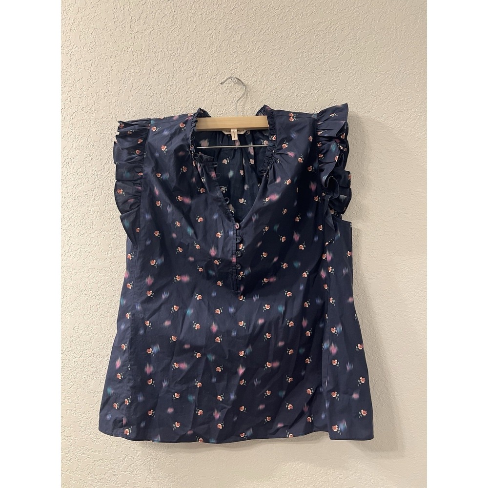 Rebecca Taylor size 4 navy floral Sakura clip top lightweight